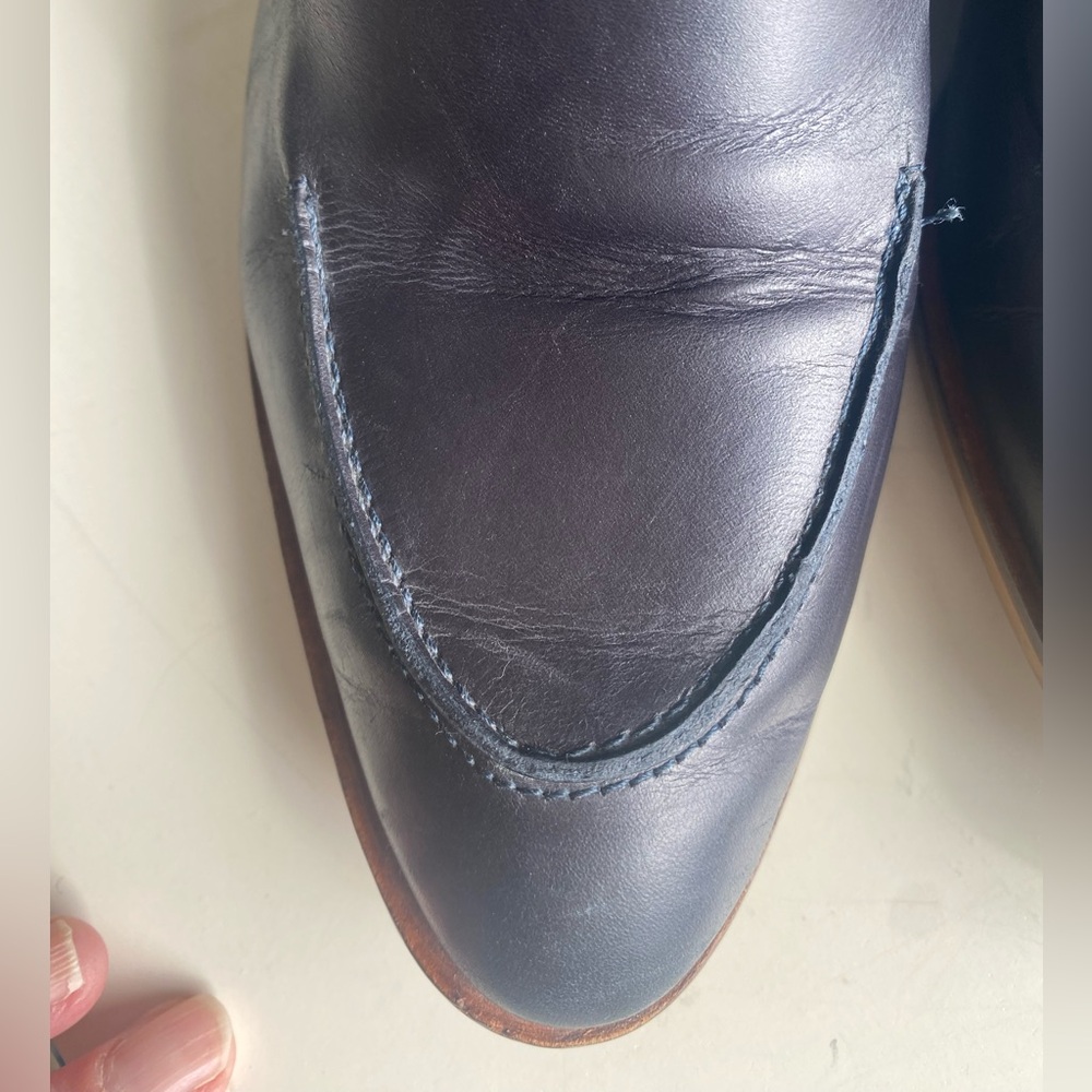 EVERLANE  The Modern Loafer in Navy Leather, stacked Heel, Pointed Toe, size 7.5 - Picture 12 of 15